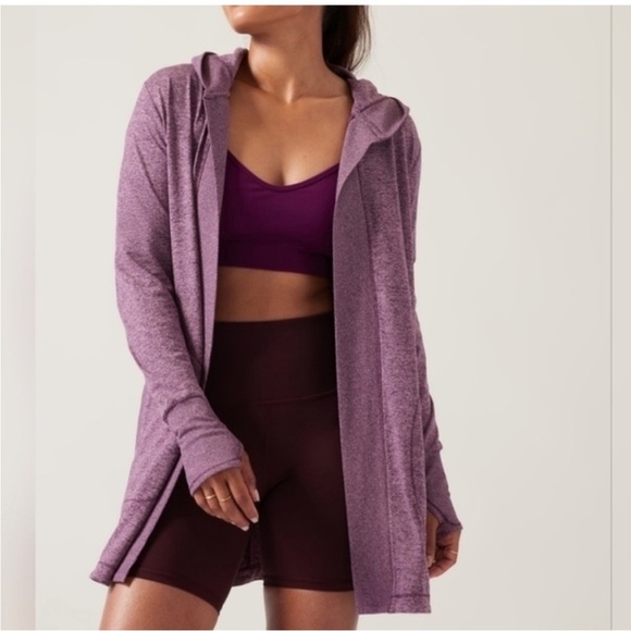 Athleta Upbeat Tempo Hooded Cardigan Wrap Purple Size Small - Picture 1 of 7